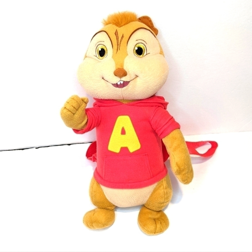 𝅺Alvin And The Chipmunks Plush Backpack 17” Red Tee